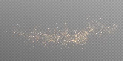 Foto op Canvas The dust sparks and golden stars shine with special light. Vector sparkles on a transparent background. Christmas light effect. Sparkling magical dust particles.  © andreu1990