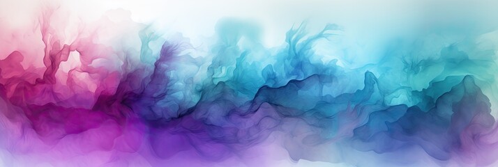 An abstract painting of blue, pink and purple colors. Abstract painted background, banner.
