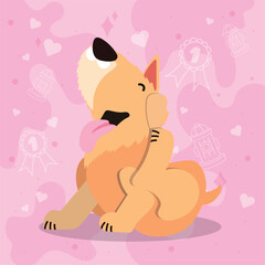 Cute scratching dog cartoon character Vector