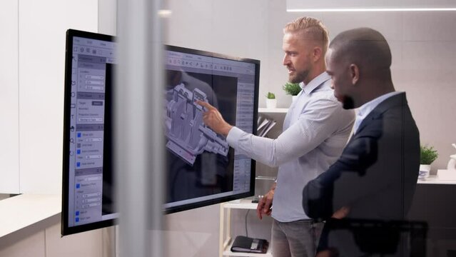 Engineer Doing 3D CAD Model Design On Computer