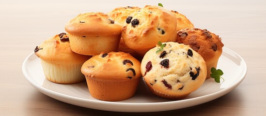A plate decorated with a medley of recently baked muffins made from scratch