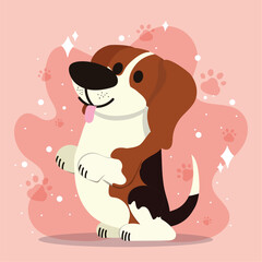 Cute happy beagle dog cartoon character Vector