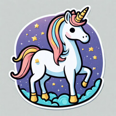 Fototapeta premium funny sticker einhorn, generated image