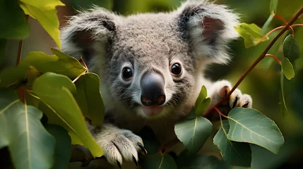 Zelfklevend Fotobehang Koala Fofo em uma Árvore de Eucalipto © Alexandre