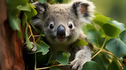 Fotobehang Koala Fofo em uma Árvore de Eucalipto © Alexandre
