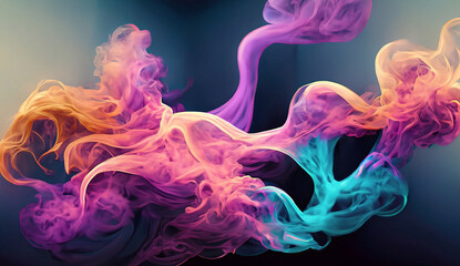 digital illustration of a smoke colorful background by Generative AI 