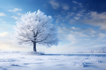 Winter's Splendor: A Lone Tree in a Majestic Landscape