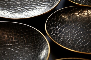 Close-Up Lustrous Artistry of Aged Hammered Copper's Texture, Shines with Elegance