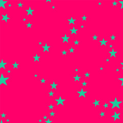 Seamless abstract pattern with stars. Green, pink. Neon colors. Vector. Designs for textile fabrics, wrapping paper, background, wallpaper, cover.