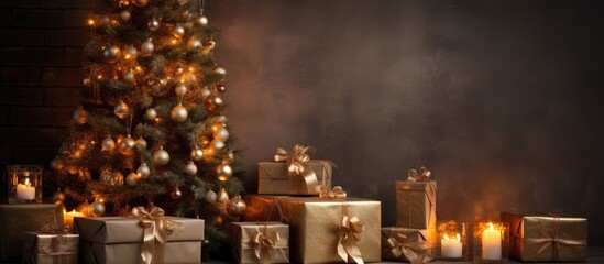 A multitude of presents positioned beneath the festive Christmas tree