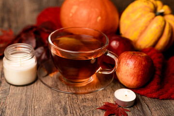 Autumn tea with vitamins. Healthy lifestyle. Remedy for colds in autumn