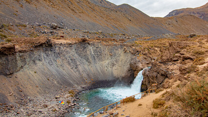 waterfall in the Cajón del Maipo e Embalse El Yeso, Chile , Santiago, Chile