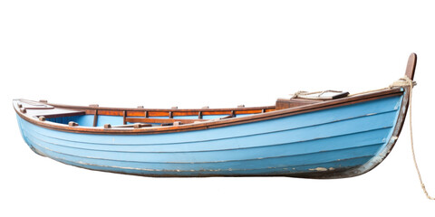 blue wooden boat, png file of isolated cutout object on transparent background