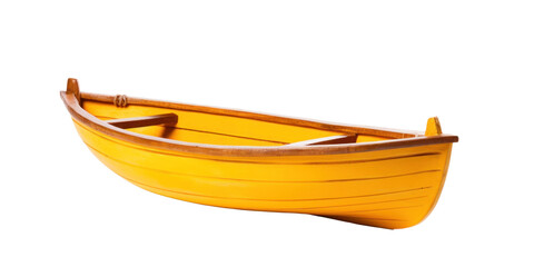 yellow wooden boat, png file of isolated cutout object on transparent background