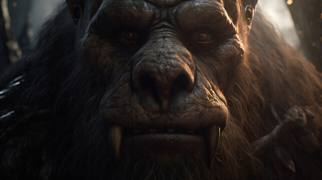 A close up of an ape monster