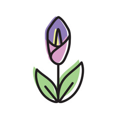Isolated colored flower sketch icon Vector