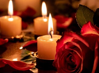 Obraz na płótnie Canvas Valentine's Day Romantic Scene With Candles