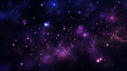 Obraz premium An abstract scene with royal purple and silver particles. Ethereal moonlight shine particles bokeh on a midnight black background. Silver foil texture created with AI technology