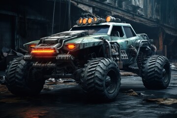 Fototapeta premium Monster car in post apocalyptic world