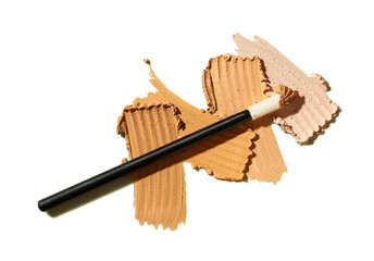 Cosmetic texture set of concealer swatch isolated on white background