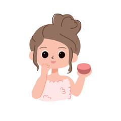 girl makes herself a face mask. The girl takes care of herself. Care products, mask, cream. Self love