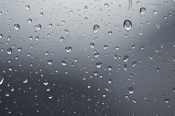Rain, water drops on matte gray glass background