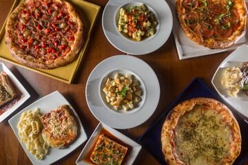 set of kinds of a italian food