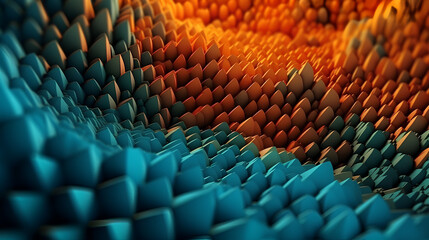 Obraz premium Teal and orange 3D abstract background texture.