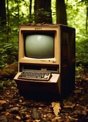 old tv in the forest