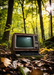 old tv in autumn