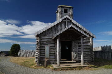 Old wooden house on the coast, Fuerte Bulnes, Patagonia