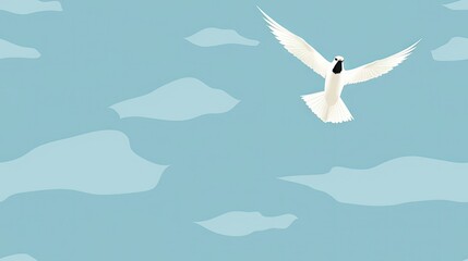  a white bird flying in the sky with its wings spread out and a black head on the back of it's head.  generative ai