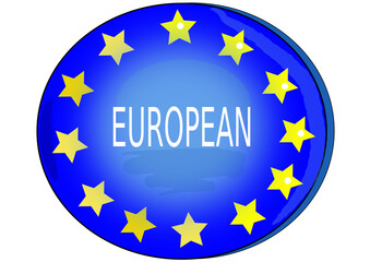 European logo with European union flag in blue with yellow stars 