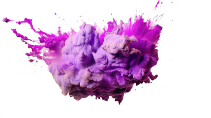 pink and purple explosion of colored flour isolated against transparent background