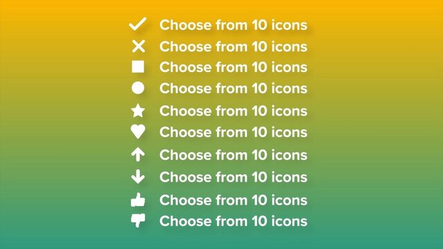 10 Icons with 2 Styles Text Overlay