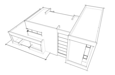 Architectural drawing vector 3d illustration