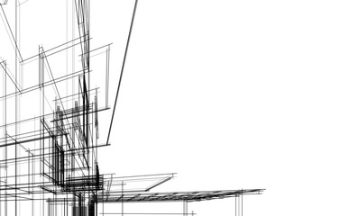 Architectural drawing vector 3d illustration