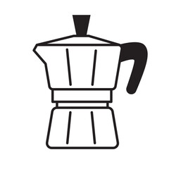 Linear geyser coffee maker icon. Black and white icon with editable stroke. Vector pictogram with moka pot. Line art