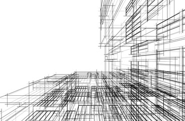 Architectural drawing vector 3d illustration