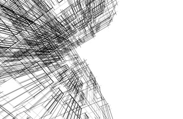 Architectural drawing vector 3d illustration