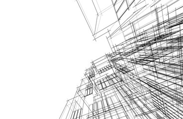 Architectural drawing vector 3d illustration