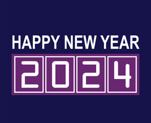 2024 Happy New Year Holiday Abstract Purple And White Design Vector Logo Symbol Illustration With Blue Background