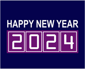 2024 Happy New Year Holiday Abstract Purple And White Design Vector Logo Symbol Illustration With Blue Background