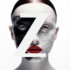 Typography Letter Z with female model