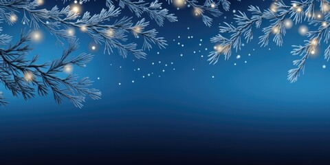 Fototapeta na wymiar A blue background with snowflakes and branches. Perfect for winter-themed designs and holiday promotions.