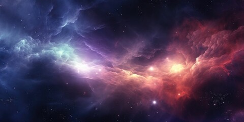 Naklejka premium A stunning image of a space scene filled with stars and nebulas. Perfect for adding a touch of cosmic beauty to any project.