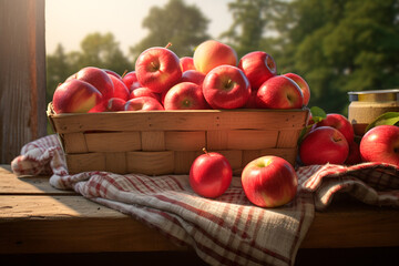 Apple, tree, fruit and garden, illustration. Generative AI. Food, meal, plant, juice, nature, crop...