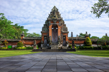 Serene Pathway Leading to a Traditional Balinese Temple