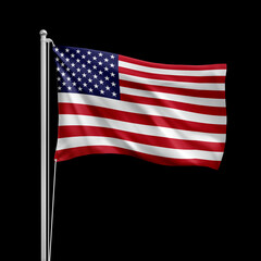 a USA flag pole isolated on a black background