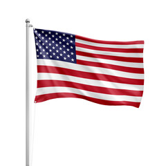 Fototapeta premium a USA flag pole isolated on a white background